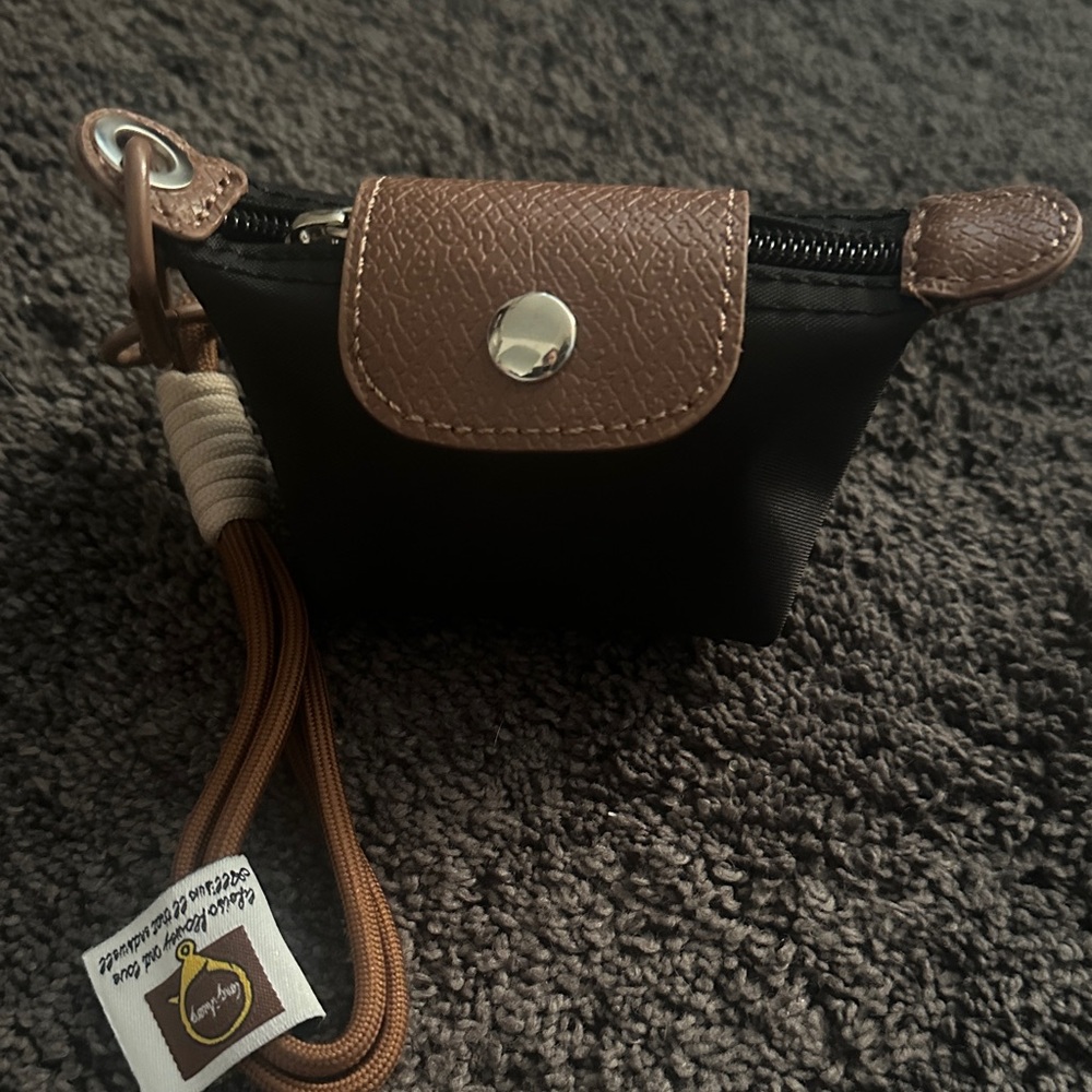 Brown and Black Mini Pouch with Strap